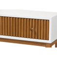 thumbnail image 5 of Baxton Studio Odile Mid-Century Modern Two-Tone Natural Brown and White Bayur Wood 1-Drawer Console Table, 5 of 5