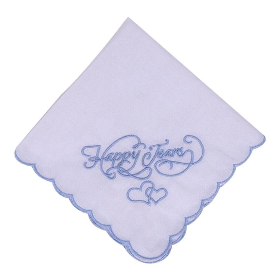 Weflink Elegant Cotton Handkerchief With Happy Tears Embroidery Wedding Keepsake Gift