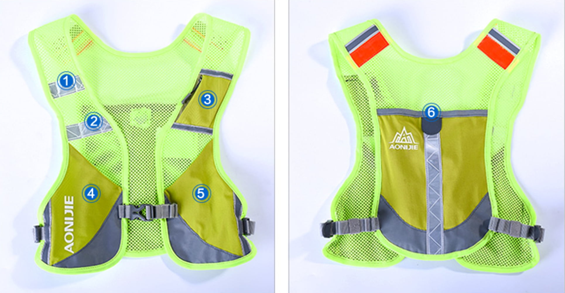Reflective Marathoner Race Hydration Vest Color:Green by