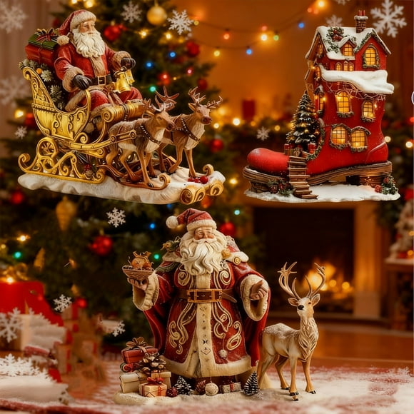 Acrylic Santa Figurine under $5! CQCYD Acrylic Santa Claus Figurine, Christmas Tabletop Decor, Laser Engraved Holiday Ornament, Festive Shelf Decoration for Home, Office