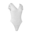thumbnail image 2 of Womens Solid Color Lace Lace Perspective Deep V Backless Design Sense One-Piece Tights, 2 of 9