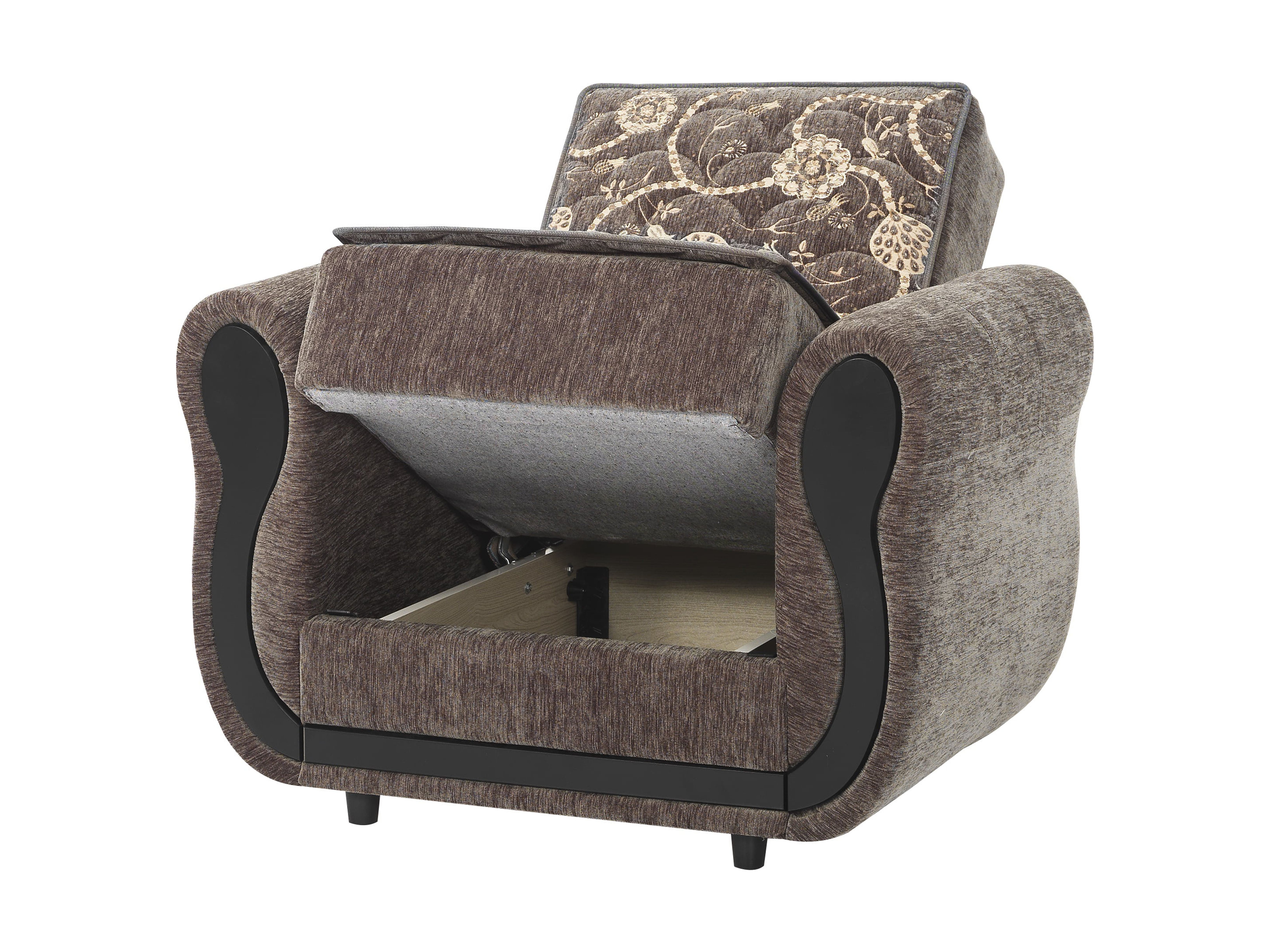 Ottomanson Convertible Accent Armchair with Hidden Storage, Firm Comfort Seating, Gray