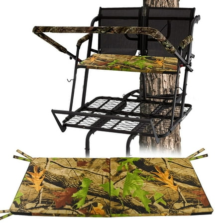 Mofuiry Foldable Two Man Tree Stand Seat Cushion 33.5 ×13 Camo Ladder Tree Stand Seat Replacement Pad Waterproof Deer Hunting Seat Cushion for Camping Fishing Hiking Outdoor Activities C30