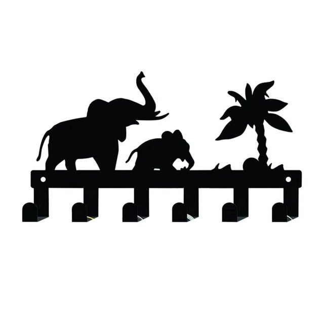 6 Hooks Key Holder for Wall Metal Keys Holder Decorative Wall Mounted Elephant Design Style Key Rack for Wall Key Hanger
