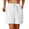 thumbnail image 5 of Xhshgfbi Skorts for Women with pockets Elastic Waist Summer Shorts Women Casual Solid High Waist Cotton And Linen Shorts White XL, 5 of 10