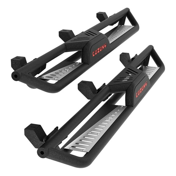 M optimized Running Boards 2-Layer Stairs Steel Design, Bolt-on Side Steps for Chevrolet Colorado Crew Cab 2015-2022, Black Powder Coated Nerf Bar