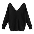 thumbnail image 4 of Black Sweatshirt for Women's Two Piece V Neck Knotted Over Open Back Knit Sweater Topdacron Women Fall Clothes, 4 of 4
