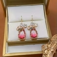 thumbnail image 2 of HOOUN Fashion Women Exquisite Pink Butterfly Water Drop Pendant Earrings Jewelry, 2 of 3