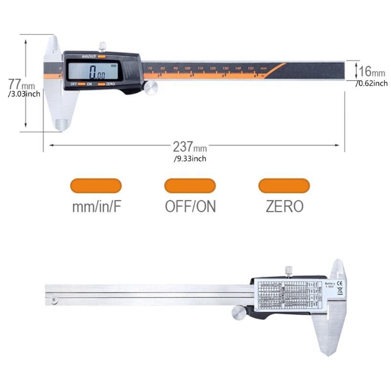 0-150mm Digital Vernier Caliper Stainless Steel Micrometer Gauges Large Screen Measuring Tool Electronic Caliper
