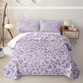 thumbnail image 2 of Erosebridal Glitter Leopard Print Quilt King for Girls, Sparkle Purple Spot King Coverlet Set, 3 Pieces, 2 of 7