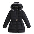 thumbnail image 2 of Staki Kids Winter Coat Girl's Water Resistant Winter Coats Warm Fleece Lined Outwear Ski Snow Jacket With Removable Hood(Black,7-8 Years), 2 of 5