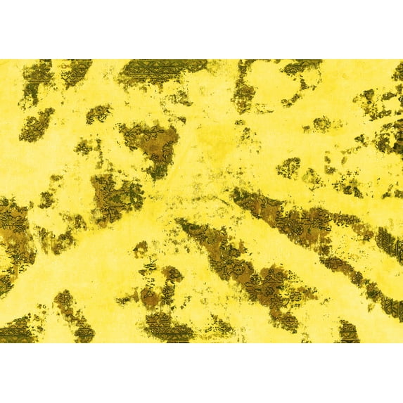 Ahgly Company Indoor Rectangle Abstract Yellow Modern Area Rugs, 2' x 5'