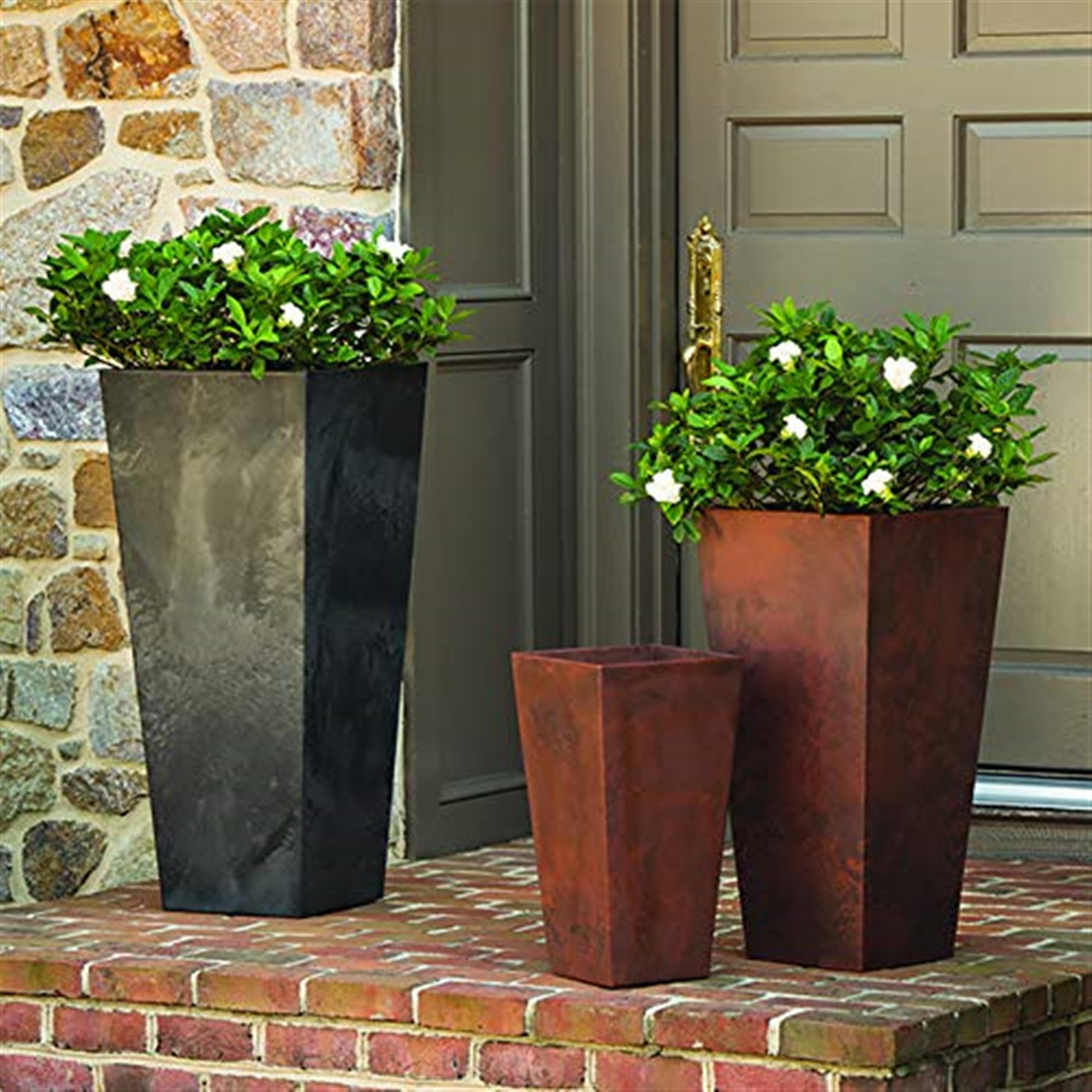Root & Vessel Ella Tall Planter, Black, 27.5"