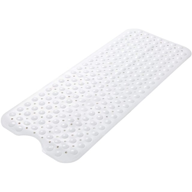 Alfombrilla de baño extralarga con fuertes ventosas Alfombrilla de baño antideslizante Alfombrilla de ducha para baño Lavable a máquina 70x40 cm (blanco) Ormromra WL-00117