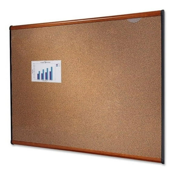 Quartet Prestige Bulletin Board 48" Height x 72" Width - Brown Cork Surface - Self-healing, Durable - Light Cherry Frame - 1 Each