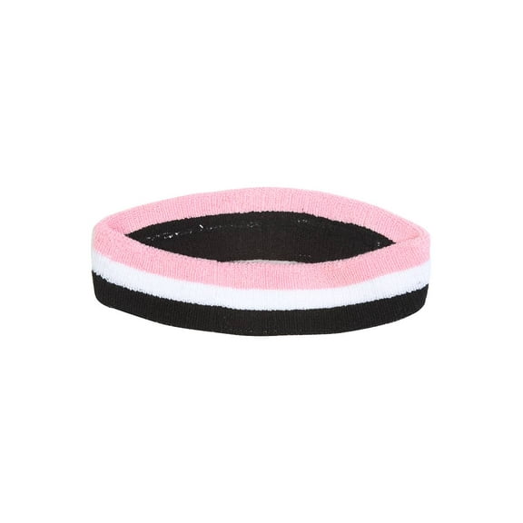 Single Three Striped Sports Headband, Pink/White/Black