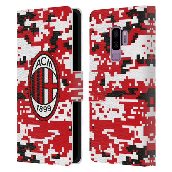 Head Case Designs Officially Licensed AC Milan Crest Patterns Digital Camouflage Leather Book Wallet Case Cover Compatible With Samsung Samsung Galaxy S9+ / S9 Plus