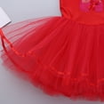 thumbnail image 5 of iEFiEL Kids Girls Ruffled Cap Sleeve Ballet Leotard Dancewear Sequined Ballet Dance Gymnastics Leotard Tutu Dress Red 3-4, 5 of 7