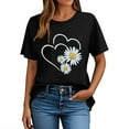 thumbnail image 2 of Posijego Valentines Day T-Shirt for Women Floral Heart Printed Short Sleeve Graphic Tees Spring Casual Summer Tunic Tops, 2 of 5