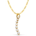 thumbnail image 1 of 14K Yellow Gold Italian Horn Cubic Zirconia CZ Studded Lucky Charm Pendant with 2mm Figaro 3+1 Chain Necklace - 20", 1 of 6