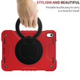 thumbnail image 6 of SaniMore for iPad 10th Generation 10.9" 2022 Case Built-in Pencil Holder, Multi-Functional Cover Support Shoulder & Handle Strap & Kickstand Military Shockproof Protective Shell, Red/Black, 6 of 8