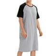 thumbnail image 4 of DODOING Mens Sleep Shirt Round Neck T-Shirt Sleepwear Raglan Sleeve Nightshirt Patchwork Long Button Loose Pajama Casual Sleepshirt Homewear, 4 of 8