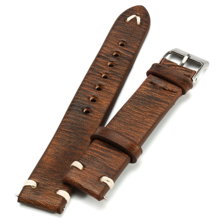 Women/Men Watch Band Straps Vintage Style Distressed Leather Strap with Stitching