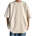 thumbnail image 3 of RongHuan Big and Tall Tshirt for Men Casual Fashion Jacquard Tee Loose Fit Short Sleeve T-Shirt Crew Neck Pullover Tops, 3 of 9