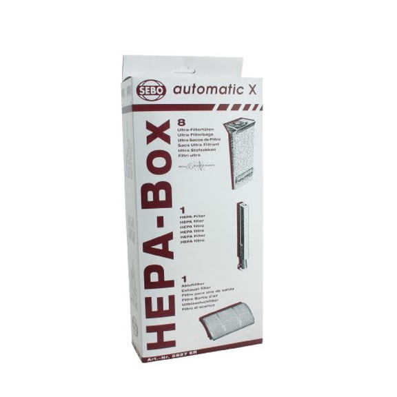SEBO 5827ER HEPA Service Box for X Series Vacuum with 8 Ultra Bags, Exhaust Filter and HEPA Microfilter