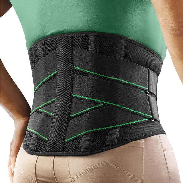 Lumbar Support Belt for Men Women, Back Brace with 5 Stays, Breathable Anti-Slip Waist Support for Work