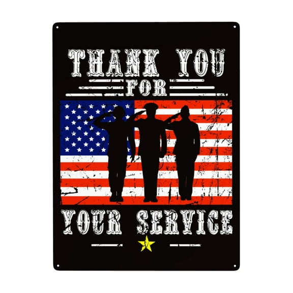 Thank You Veteran Metal Sign Decor Tin Hanging Picture Wall Decoration 12x16 Inches