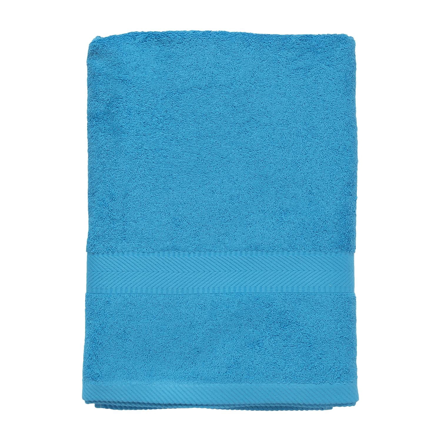 ELEGANI King Size 100% Cotton Loop Terry Beach Towel - 35 inch x 65 inch - Aqua Blue