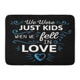 thumbnail image 1 of LADDKE Adoration We were Just Kids When Fell in Love Emblem Blue Ornamental Accents and Heart on Black Doormat Floor Rug Bath Mat 23.6x15.7 inch, 1 of 1