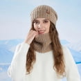 thumbnail image 6 of GaThRRgYP Warm Knit Beanie for Cold Weather,Women's Warm Knitted Earmuffs Wool Hat Hat and Scarf Set Khaki Free Size, 6 of 7
