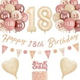 thumbnail image 2 of YANSION 18th Birthday Decorations for Girls, Retro Blush Pink Balloons, 18th Birthday Banner, Triangle Flag Banner, 18th Birthday Balloons, Rose Gold White Sand Nude Balloon Set, 2 of 7