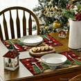 thumbnail image 4 of mubwai Buffalo Plaid Kogiya Shepherd Christmas Placemats Set of 4, 12x18 Inch Winter O Holy Night Xmas Table Mats for Party Kitchen Dining Decoration, 4 of 6