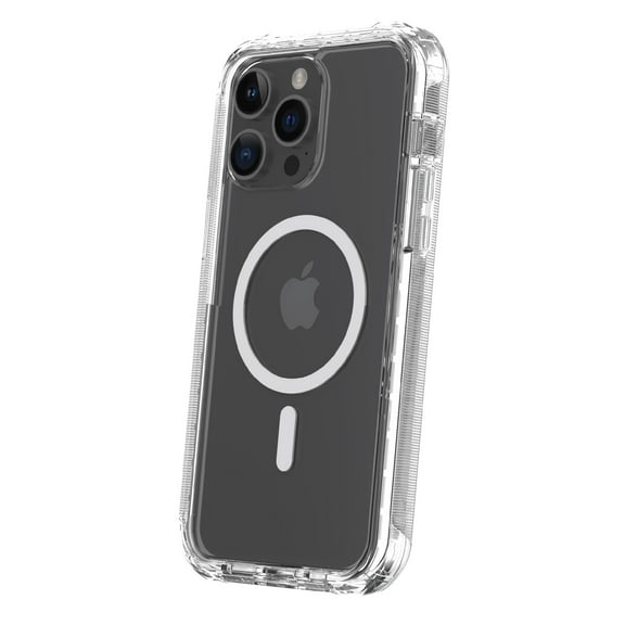 onn. MagSafe Compatible Rugged Phone Case for iPhone 15 Pro, Clear