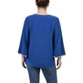 thumbnail image 2 of NY Collection Womens Petites Embellished Bell Sleeves Blouse, 2 of 5