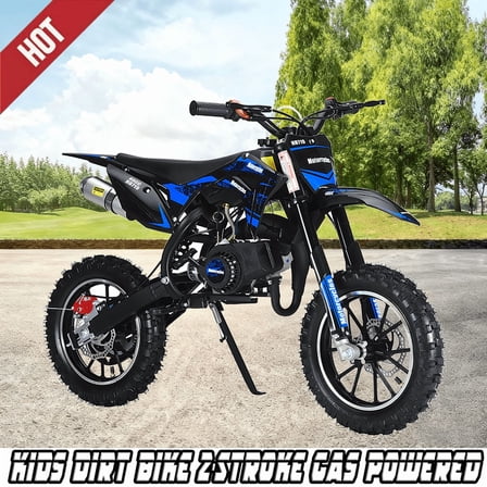 49cc Kids Dirt Bike, 2-Stroke Mini Dirt Bike, Gas Bike for Kids & Adults, Motocross Off-Road Tires Shock Absorption Springs Pit Bikes, Speeds Up to 40 KM/H, motos para niños gasolina