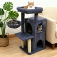 thumbnail image 4 of Gymax 33.5'' Cat Tree w/ 2-Tier Condo Padded Plush Top Perch Sisal Scratching Posts Deep Gray, 4 of 10