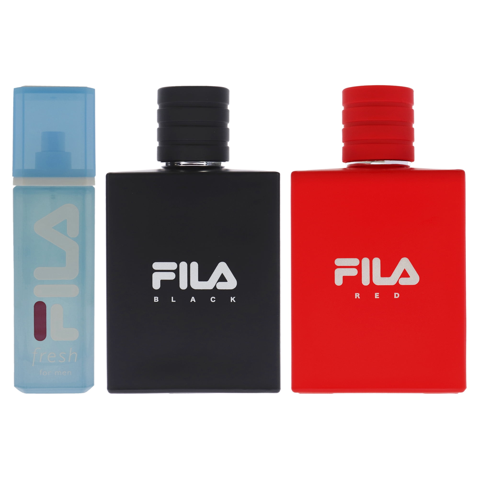 Fila Fresh, Black, Red 3.4 oz Cologne for Men, Mens Body Spray Gift Set 3pk