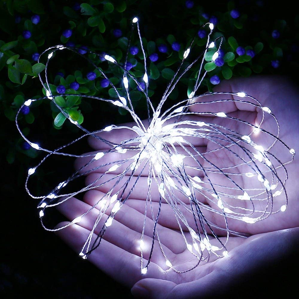 Rirool 4-Pack 33ft Cool White LED Fairy Lights - Battery Operated Waterproof String Lights with Remote, 8 Modes - for Garden, Wedding, Bedroom, Party Decor