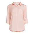 thumbnail image 4 of Time and Tru Women's Button Front Soft Shirt with Long Sleeves, 4 of 5