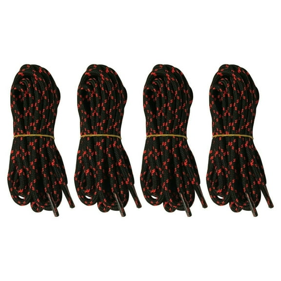 B&Q 4 Pairs 5mm Thick Heavy Duty Black Red Spot Hiking Work Boot Laces Shoelaces Strings Replacement for Men Women 39 40 48 54 55 60 63 72 Inches