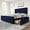 Blue, variant on Twister.CK Queen Size Bed Frame with 4 Storage Drawers and Headboard, Faux Leather Upholstered Platform Bed Frame with Wooden Slats Support, No Box Spring Needed, White