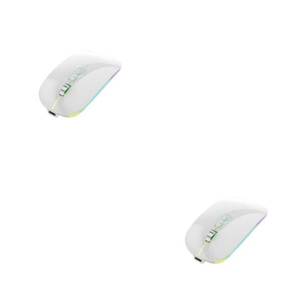 sweethay Ratón inalámbrico 2,4G, compatible con Bluetooth, óptico, 1600DPI, interfaz tipo C, repuesto recargable, accesorios para ratones de Blanco 2Conjunto