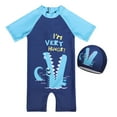thumbnail image 3 of Ccpelsie Baby Toddler Boys 2-Pieces Swimsuit Sets Cute Cartoon Bathing Suit Rash Guards Sunsuit Swimwear(Blue,6-7 Years), 3 of 4