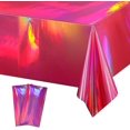 thumbnail image 1 of SINGOMON 2PCS Hot Pink Table Cloth Iridescent Tablecloth Pink Foil Table Cloth Disposable Tablecloth Plastic Table Cloths Rectangular Table Covers for Iridescent Decorations, Pink Party Decorations, 1 of 6
