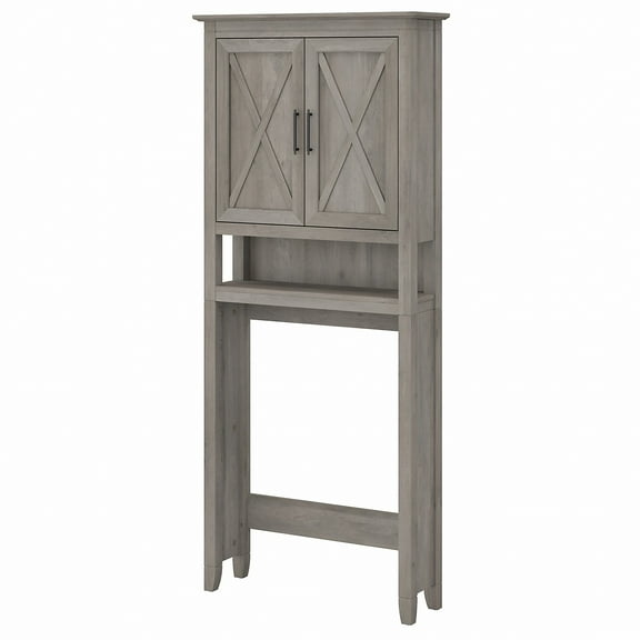 Bush Furniture Key West Over The Toilet Storage Cabinet in Driftwood Gray