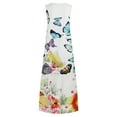 thumbnail image 3 of QLEICOM Women's Summer Maxi Dress Casual Loose Sleeveless Long Dress with Pockets Striped Floral Print Vintage V Neck Maxi Dresses Beach Colorful Sundresses Plus Size, 3 of 9